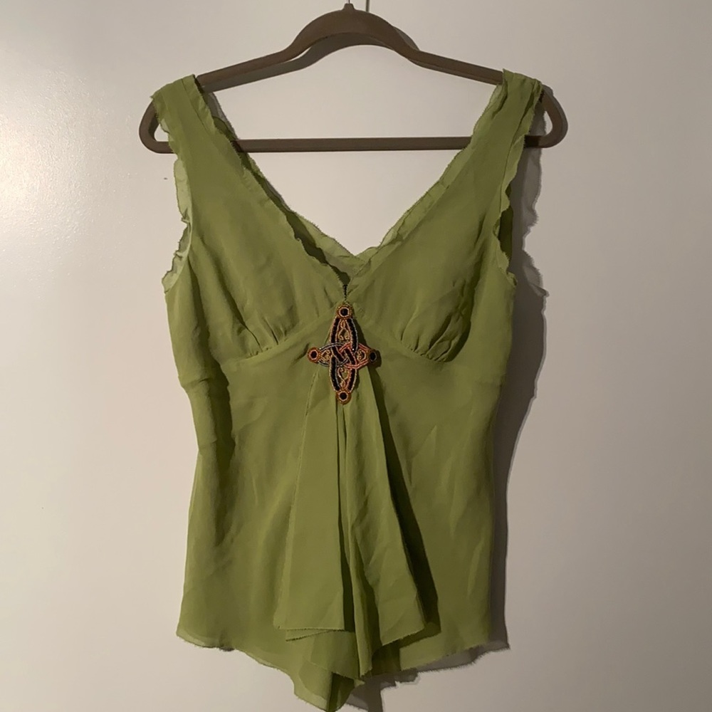 Green SILK blouse , NEW!